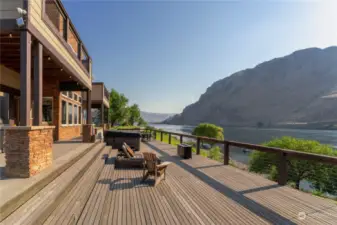 View of waterfront deck overlooking the Columbia River.