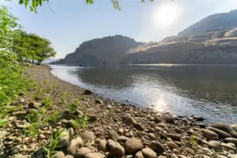 View of waterfront along the Columbia River.