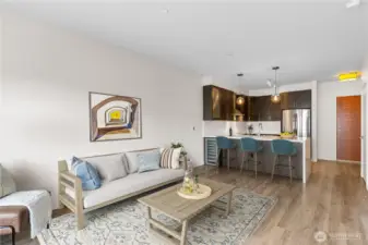 Living area has vinyl plank floors