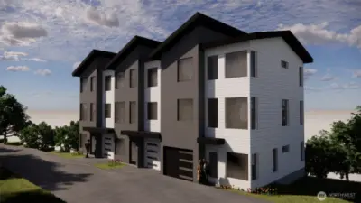 Site Plan Rendering for 3 Single Family/Townhomes.
