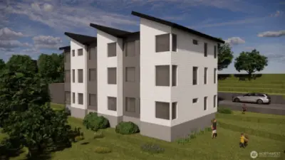 Site plan Rendering for 3 Single Family/Townhomes.