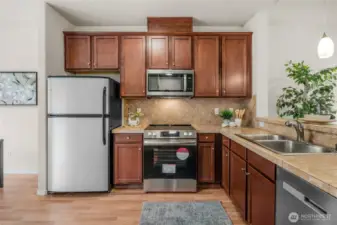 Kitchen with new Stainless Appliances.