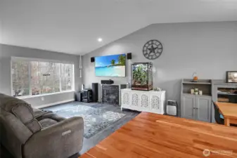 Vaulted ceiling creates a spacious feeling.