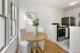 Dining is close to kitchen.