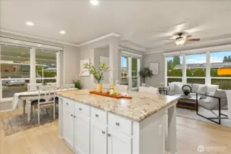 Storage in island. Pull out shelves in island