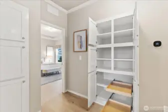 Built in storage in hall with pull outs