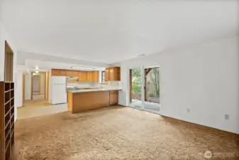 More living space adjacent to the kitchen downstairs.