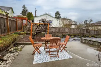 Bring your friends and entertain in this lovely patio next to the grape arbor.