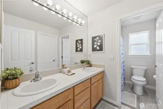 Full Bath attached to 2nd bedroom & Hallway