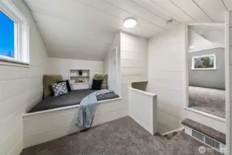 With built-in storage and flexible layout, the upper level easily adapts as life evolves, from guest retreat to future bedroom or creative space.