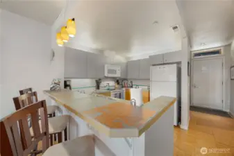 Bar seatting off of kitchen