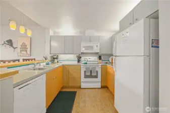 Open kitchenwith plenty of cabinetry