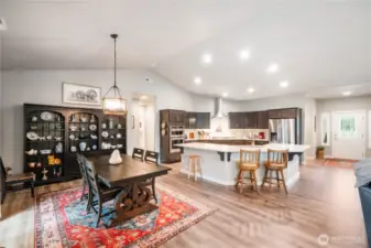 The dining space can accommodate a large table, great for entertaining or holiday parties!