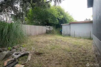 Partially fenced backyard