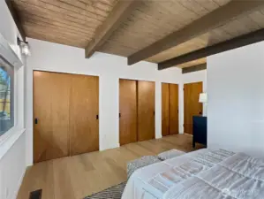 3 large closets flank the primary bedroom