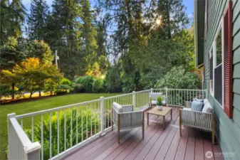 Beautiful handrails and decking installed in 2023. Little lights are built into the handrails, for an elegant effect.