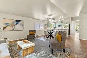 You’ll love the open-concept layout where the great room, dining area, and kitchen come together effortlessly. The breakfast bar adds the perfect spot for casual meals or conversation while keeping everyone connected in the heart of the home.