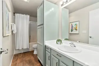 A beautifully updated full bath combines modern style with everyday convenience.