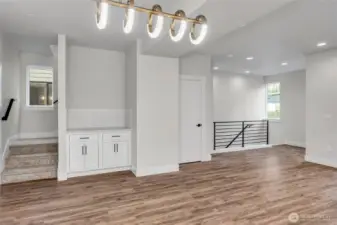 Spacious dining area off the kitchen with built in cabinets