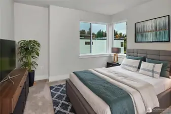 3rd bedroom on upper floor. Virtually staged