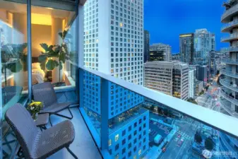 private balcony 19th floor city lights look amazing at 5pm and morning sunrise floods this East facing luxury condo near 850 sqft of perfection!