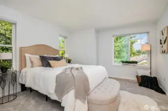 Primary suite with vaulted ceilings and territorial views.