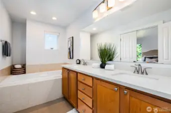 Primary suite 5-piece bath including jetted tub.