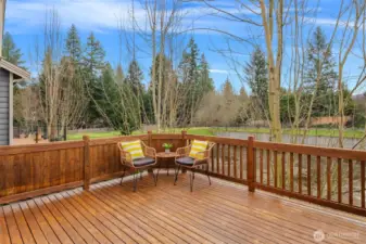 Newly stained deck allows you to take in the peace from nature!