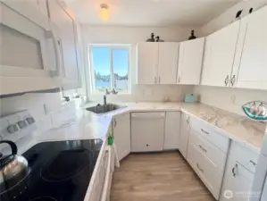 Beautiful kitchen with view of water