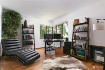 Main Level Bedroom 3 or Home Office | Corner Windows Provide View of Backyard