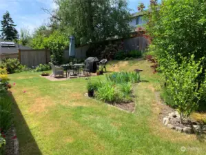 This photo shows the large, fully fenced backyard. This will be your private, in city, retreat.