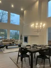 Great Room & Dining Room with two story ceilings