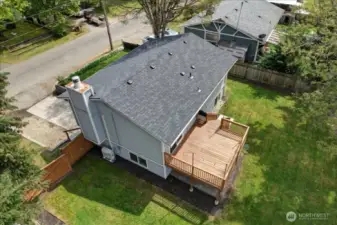 Even the roof is newer! Here you can see the heat pump for the mini-split, along with a vision of your back yard play spaces