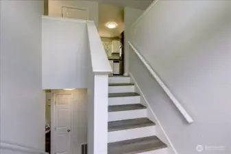 Efficient steps lead to main living area up and additional bedroom areas down