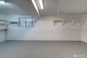 Generous garage space with storage.