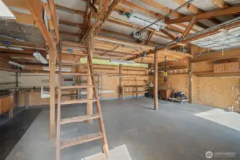 plenty of space inside shop including a loft storage area.