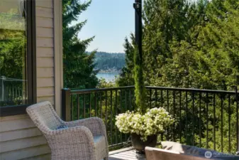 Peak-a-boo view of Lake Sammamish from the serene deck.