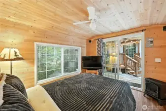 Tv and electric fireplace in sleeping gazebo