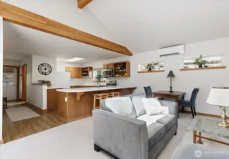New quartz countertops & luxury vinyl flooring at back entry and in kitchen.  Fresh and bright!  Mini-split for hot weather & heat, but also the floors have in-floor radiant heat w/new propane hot water tank for the in-floor system.  House hot water is on-demand hot water system.