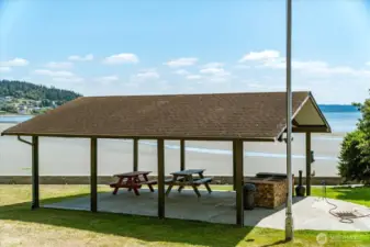 Covered picnic area at the community beach park.