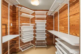 Cedar-lined primary, walk-in closet