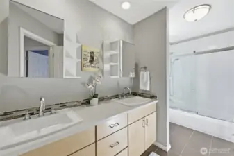 Full bathroom adjacent to Bedrooms #2,3 and 4 (currently used as a bonus room).