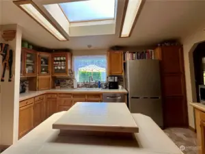 Kitchen with skylight