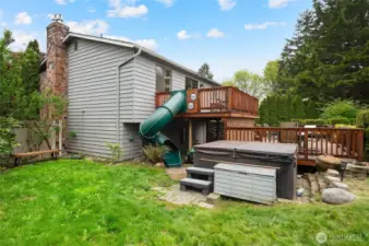 This house has it all, relax in your hot tub in your private back yard. The kids will love their very own built in slide!
