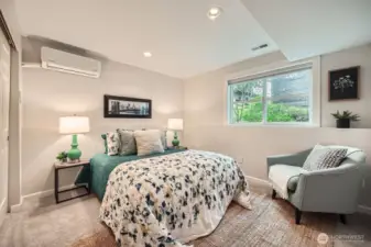Lower level bedroom large enough for queen size bed, plus has a very nice size closet