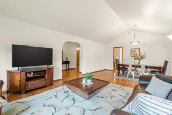 Notice the dining room area on the other side of the room