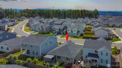 Drone view of mountain in skyline