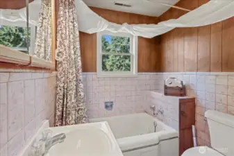 Full bath.  Walk in shower located behind the door.