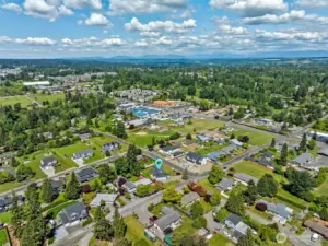 North / East and it's the Cascade Mountains in the distance.