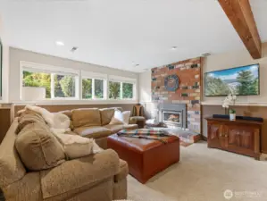 Gas Fireplace w/ Brick Surround